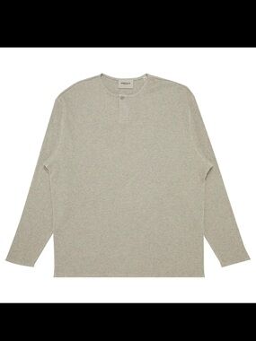 FEAR OF GOD Essentials thermal Henley waffle knit long sleeve grey SZ S men’s